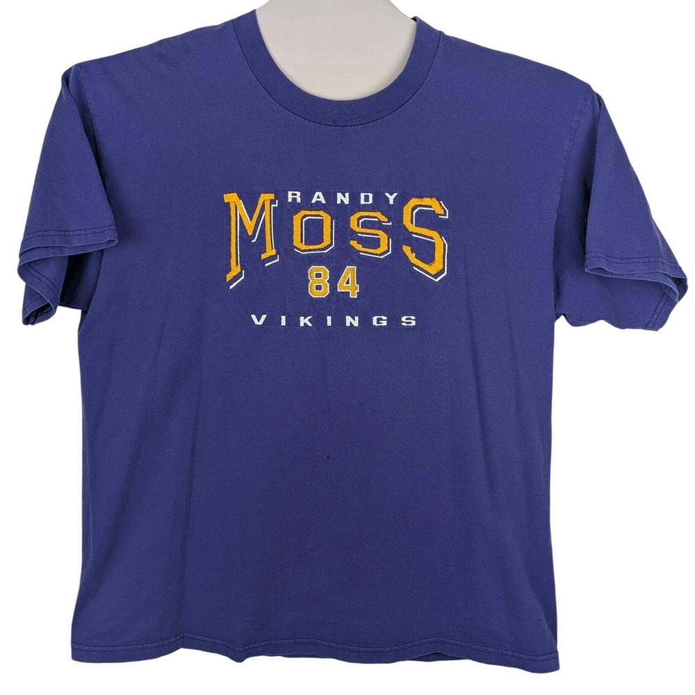 Vintage Randy Moss 84 Minnesota Vikings Purple T Shirt Mens XL Lee Sport
